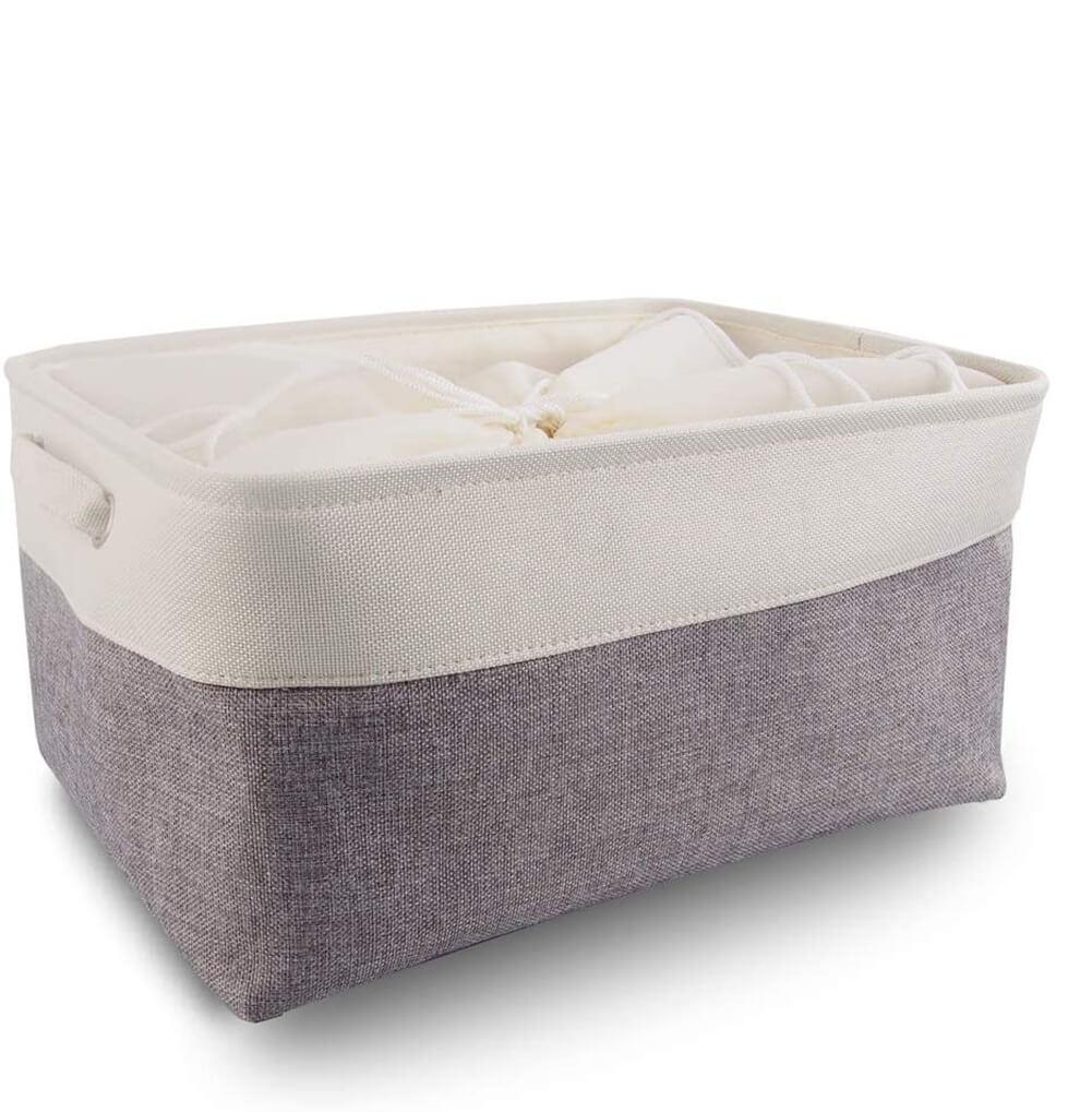Fabric Storage Boxes | Eco-Friendly Linen & Cotton | 6 Pack White & Grey