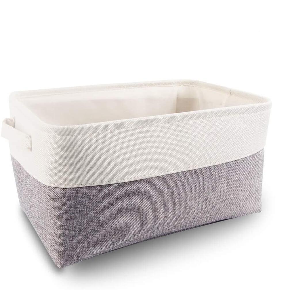 Fabric Storage Boxes | Eco-Friendly Linen & Cotton | 6 Pack White & Grey