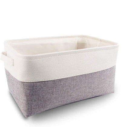 Fabric Storage Boxes | Eco-Friendly Linen & Cotton | 6 Pack White & Grey