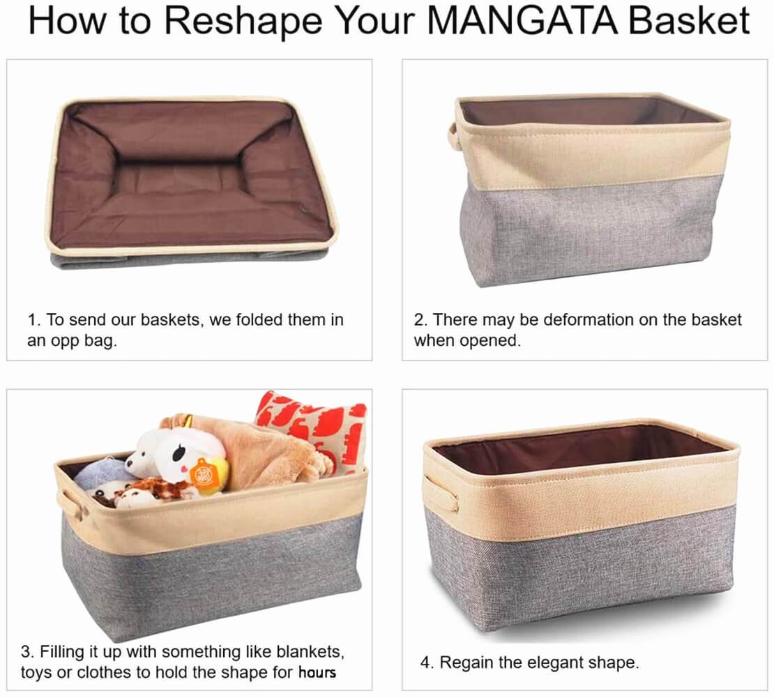 Fabric Storage Boxes | Eco-Friendly Linen & Cotton | 6 Pack White & Grey