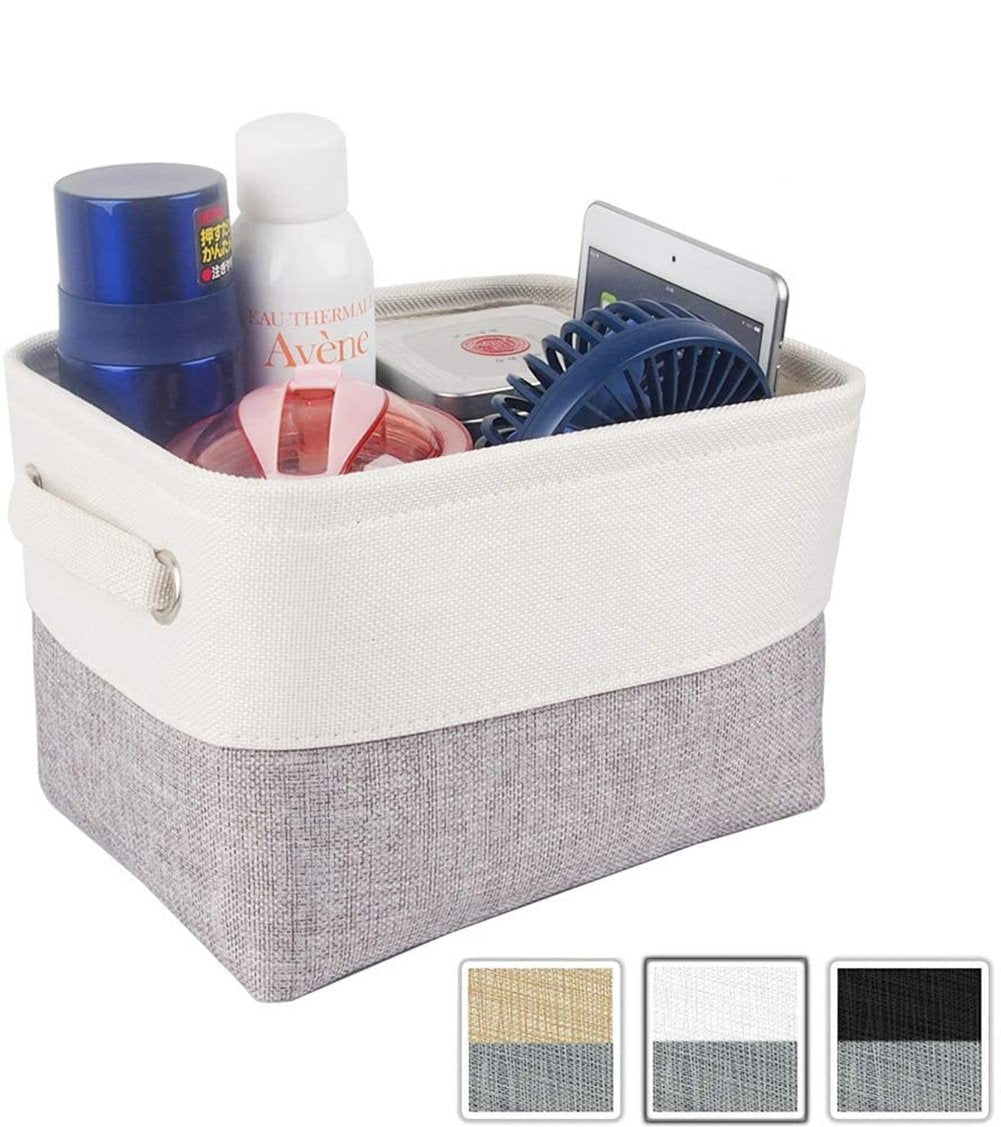Fabric Storage Boxes | Eco-Friendly Linen & Cotton | 6 Pack White & Grey