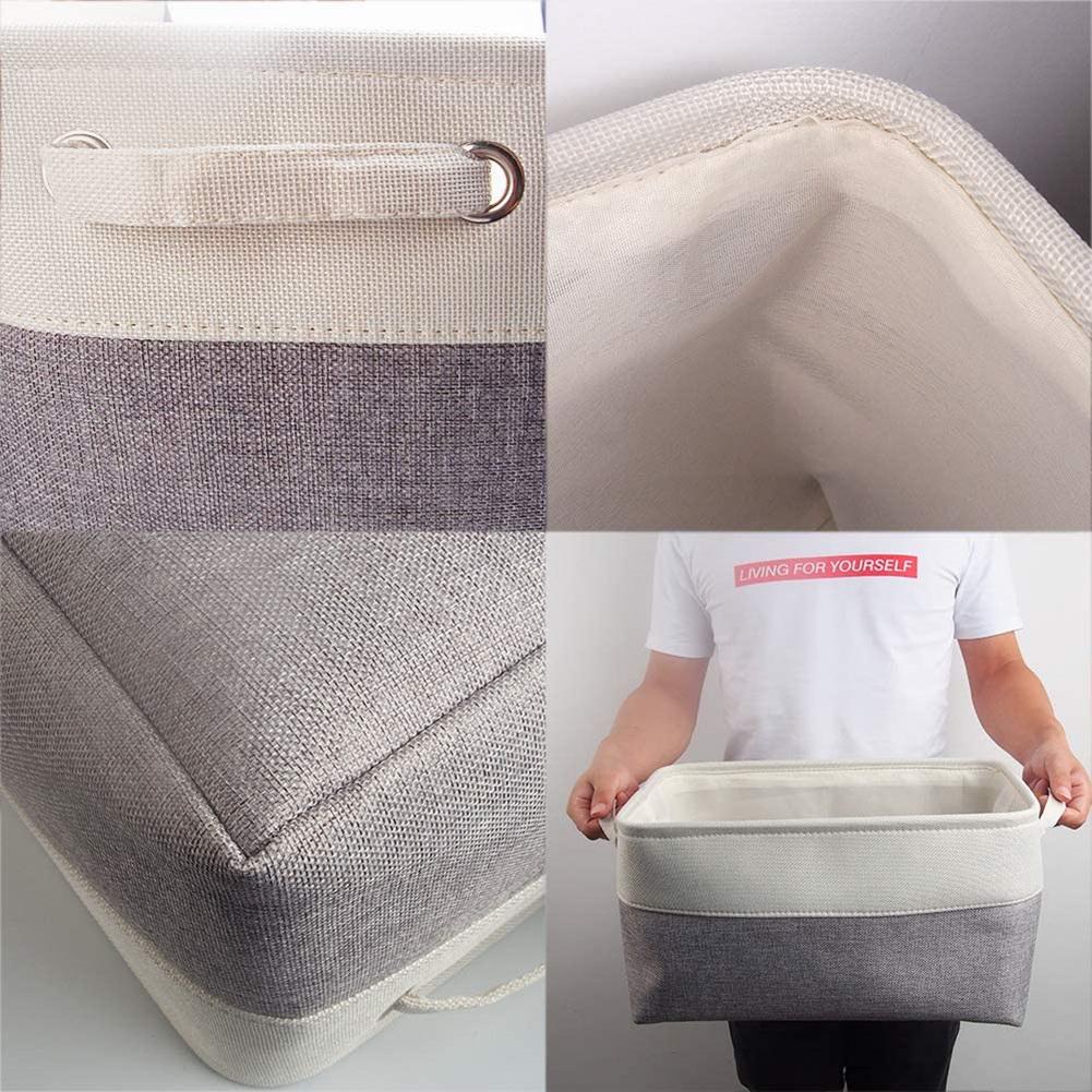 Fabric Storage Boxes | Eco-Friendly Linen & Cotton | 6 Pack White & Grey