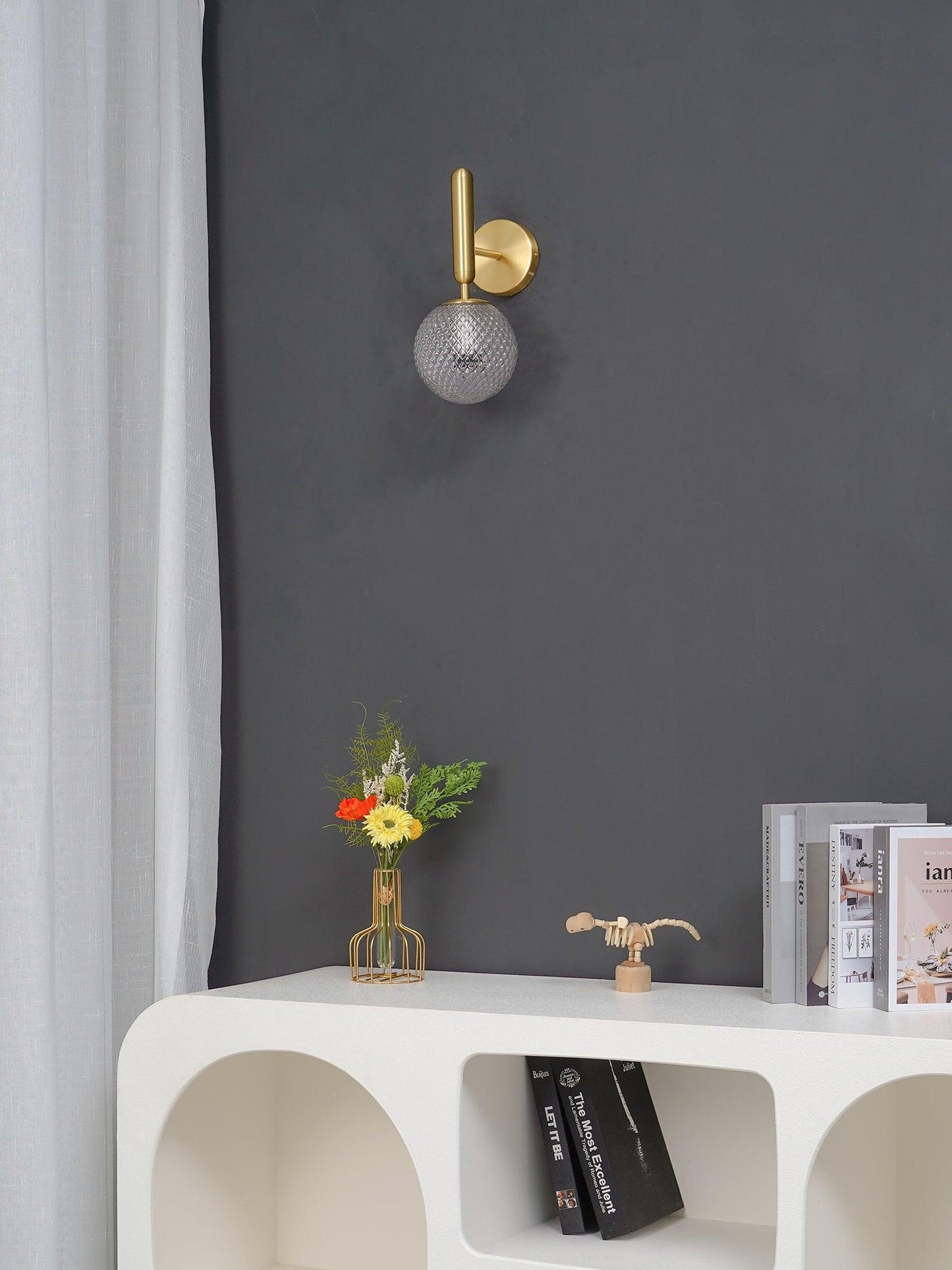 Nordica Wall Lamp | Brass & Glass | Clear & White Shades