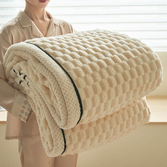 Thick Coral Fleece Throw Blanket | Reversible Polyester | Full/Queen Size