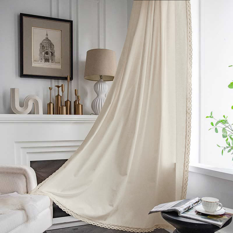 Cotton White Bohemian Curtain | Semi-Blackout with Tassel | 1 Piece