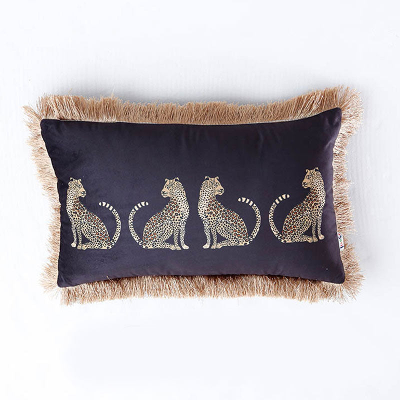Leopard Print Suede Pillowcase | Tassel Design | 2 Sizes