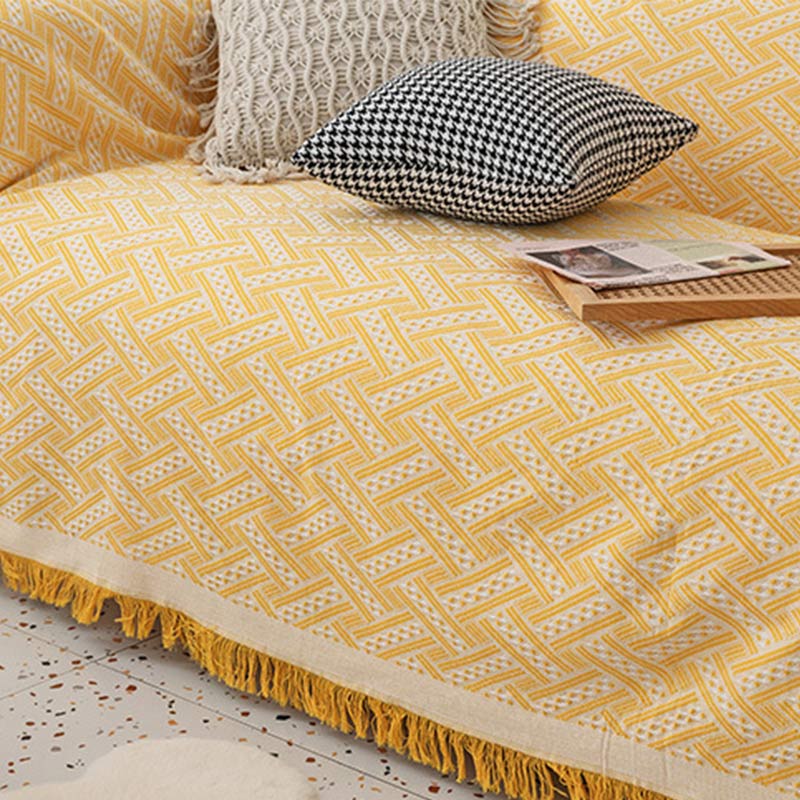 Cotton Tassel Blanket | Reversible & Lightweight | Bohemian Design