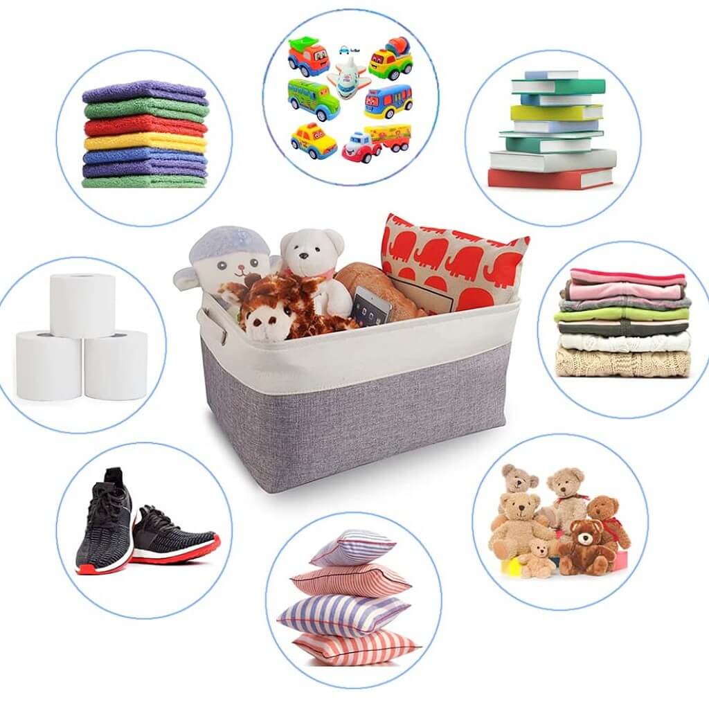 White Grey Fabric Storage Box | Eco-Friendly EVA Material | Multiple Sizes Available