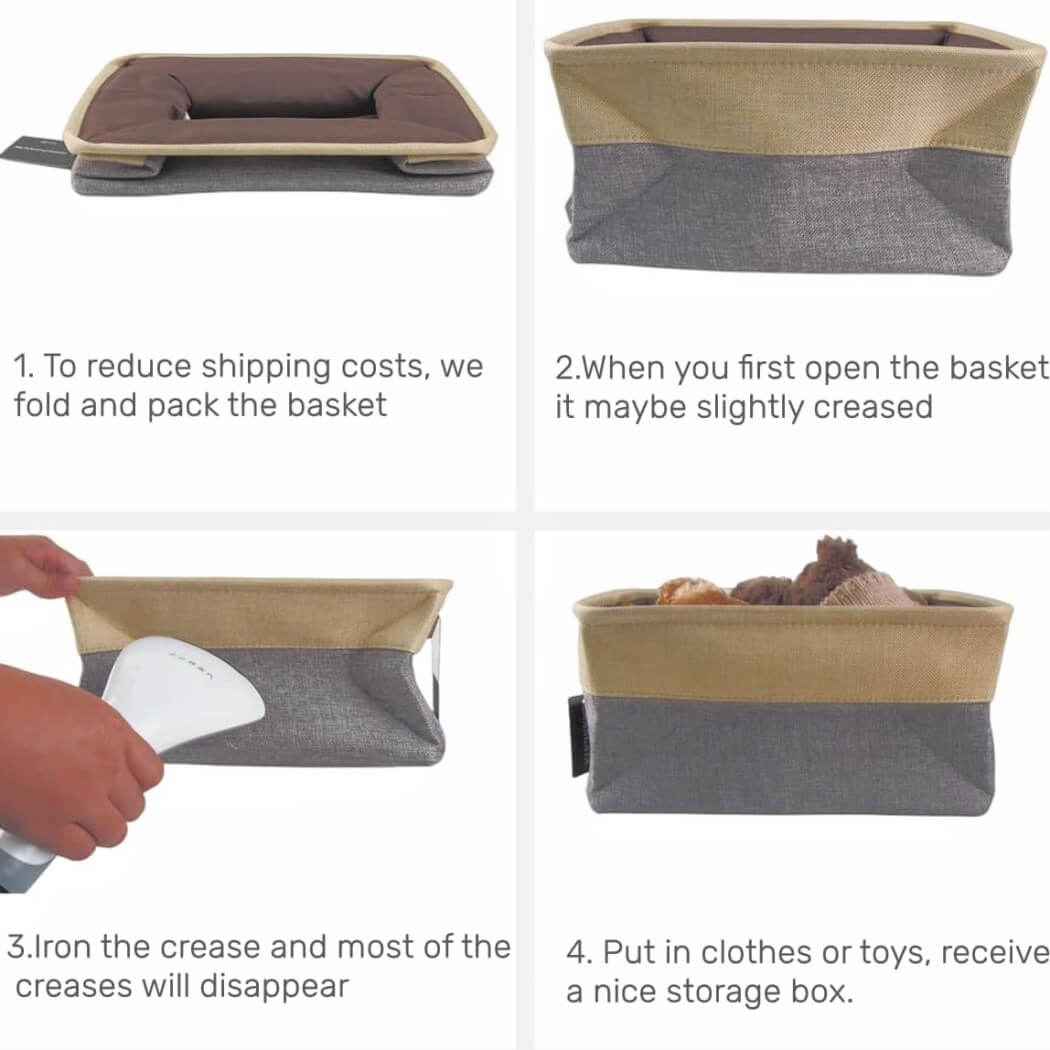 Canvas Storage Baskets | Grey & Beige | Set of 2