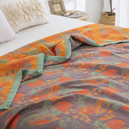 Three Layers Cotton Gauze Quilt | Organic Cotton | Rustic Leaf Design