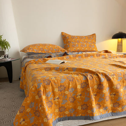 Gauze Floral Quilt Set | 100% Organic Cotton | Queen Size with 2 Pillowcases