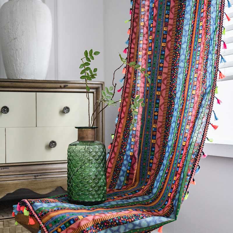 Boho Tassel Curtain | Cotton Blend | Semi-Blackout