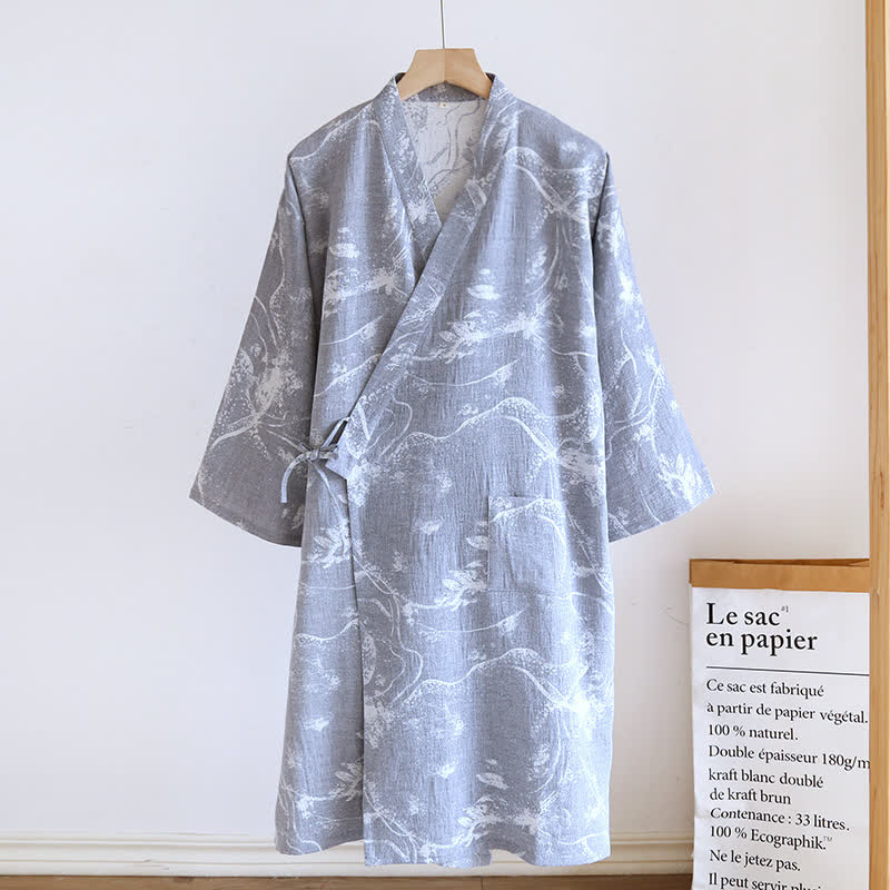 Unisex Bathrobe | Pure Cotton | Jacquard Ink Painting Design