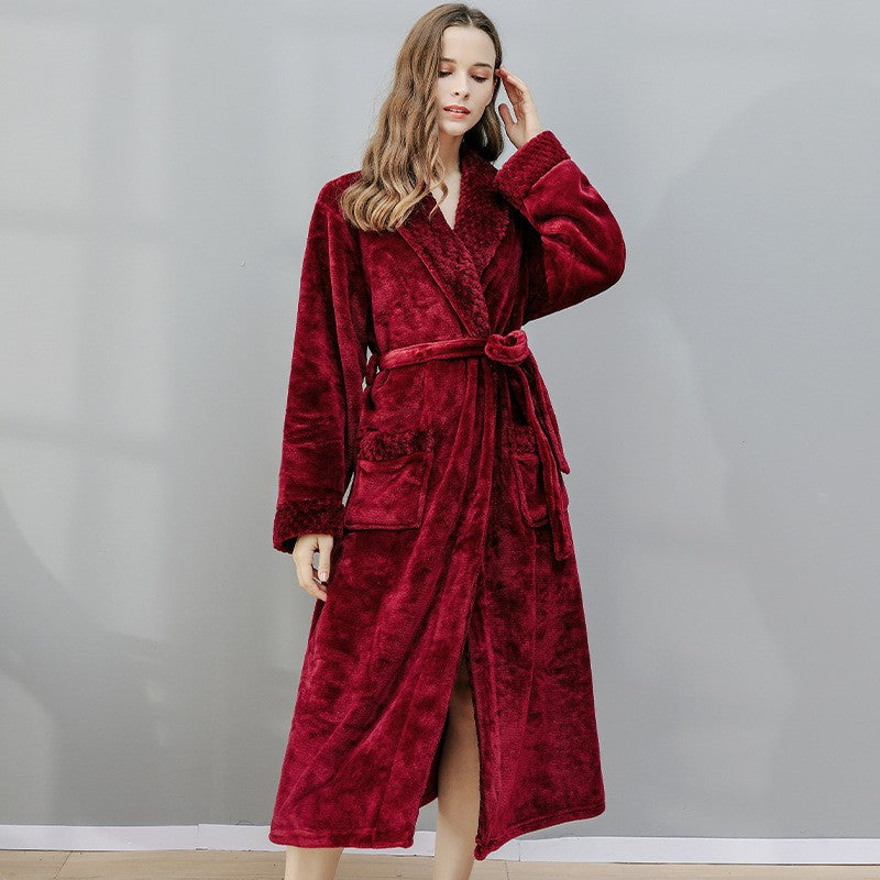 Flannel Bathrobe | Soft Polyester | Solid Color