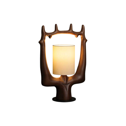 Antler Table Lamp | Wood, Metal, Fabric | Walnut, Black, White