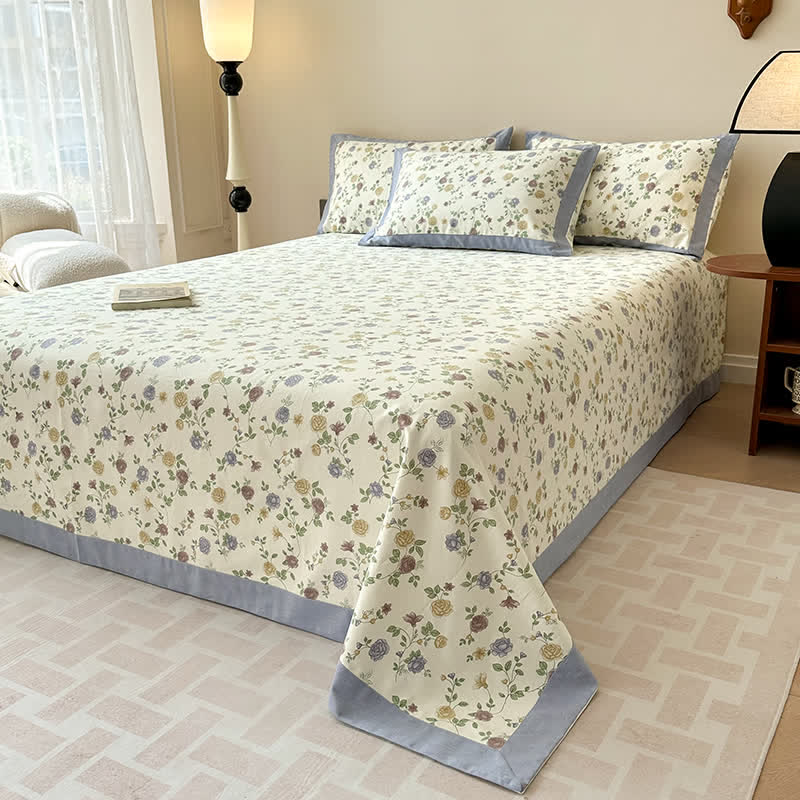 Cotton Coverlet Set | Floral Design | Full/Queen/King Options