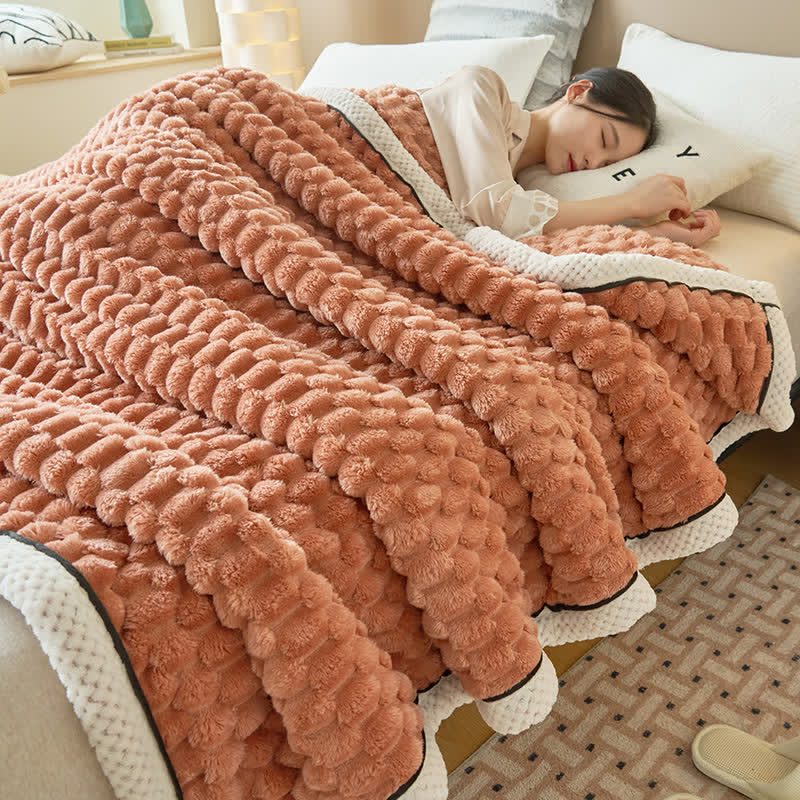 Thick Coral Fleece Throw Blanket | Reversible Polyester | Full/Queen Size