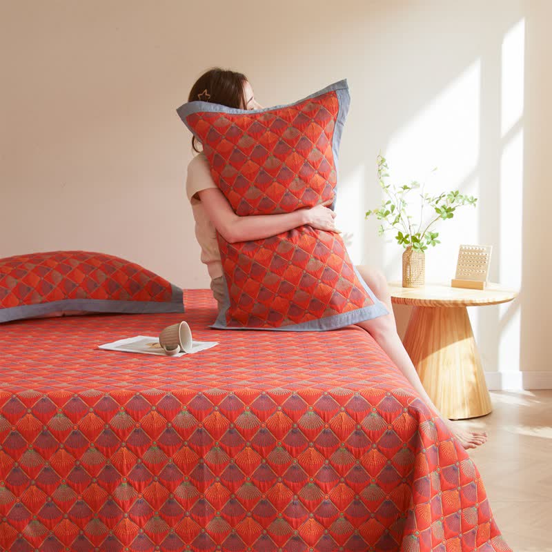 Cotton Gauze Quilt | Organic Cotton with Peacock Tail Design | Full/Queen Size Options