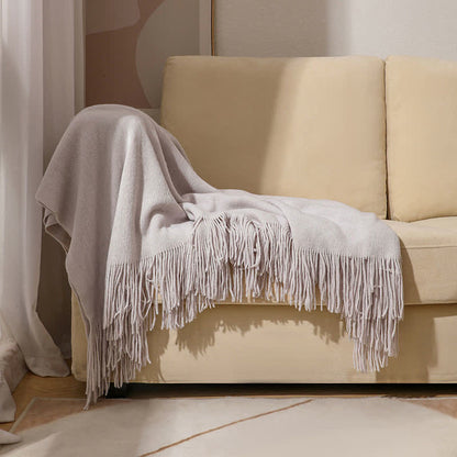 Tassel Throw Blanket | Soft Acrylic Fabric | 50" x 70" or 51" x 94"