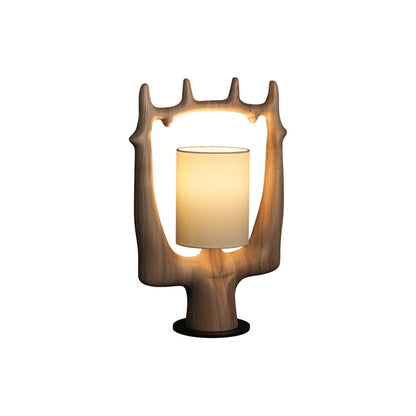 Antler Table Lamp | Wood, Metal, Fabric | Walnut, Black, White