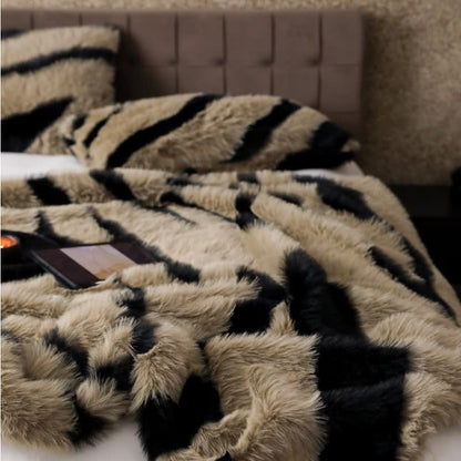 Zebra Print Blanket | Faux Fur Polyester | 39" x 63"