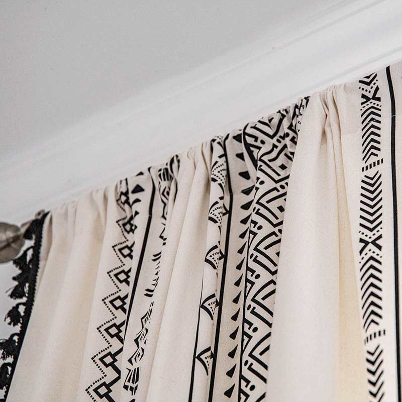 Geometric Tassel Curtain | Cotton Blend Fabric | Semi Blackout