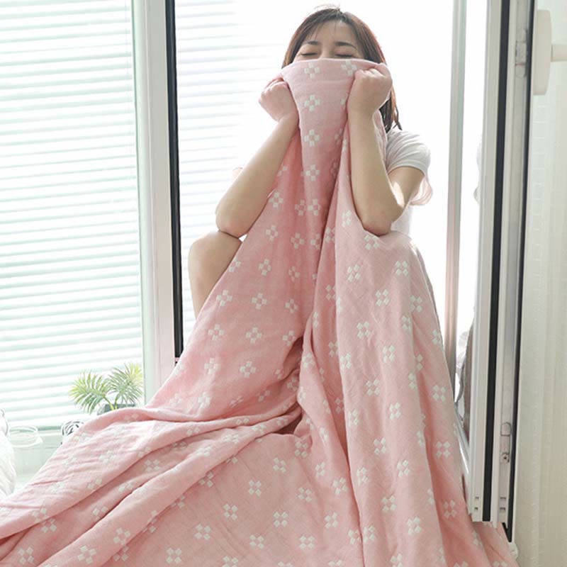 Mini White Plaid Quilt | 100% Organic Cotton | Lightweight Summer Bedding
