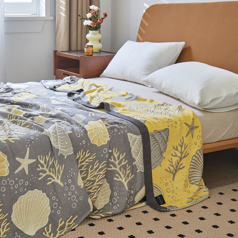 Reversible Marine Life Quilt | Bamboo Fiber | Full/Queen Size
