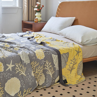 Reversible Marine Life Quilt | Bamboo Fiber | Full/Queen Size