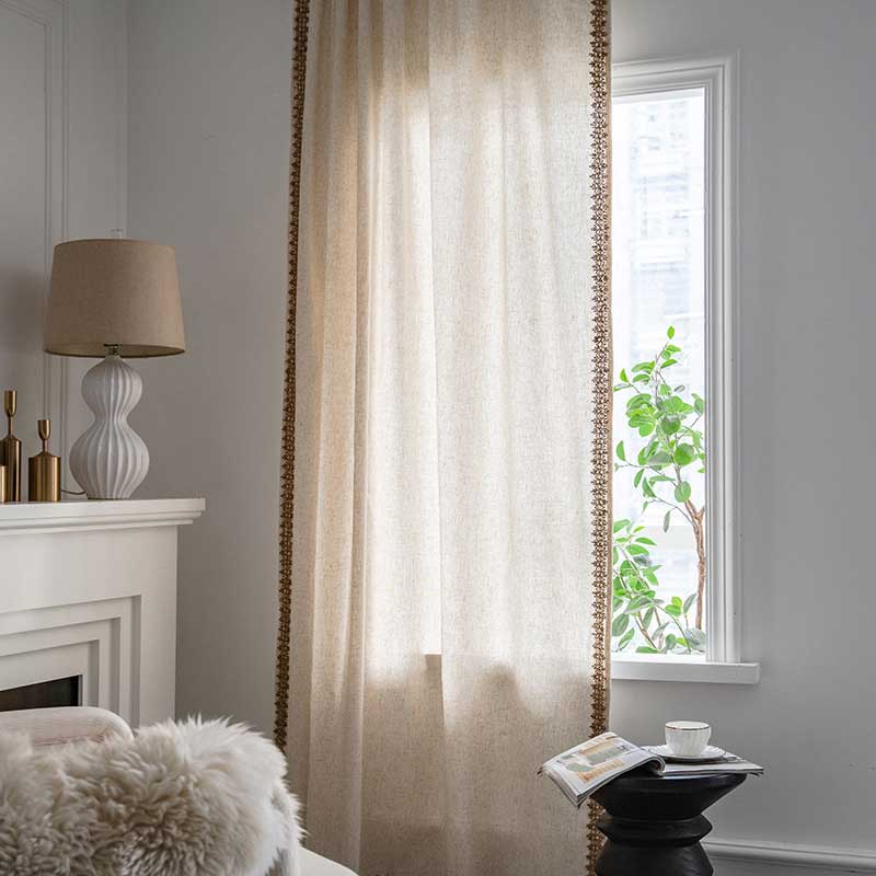 Bohemian Semi-Blackout Curtain | Cotton Blend | Beige
