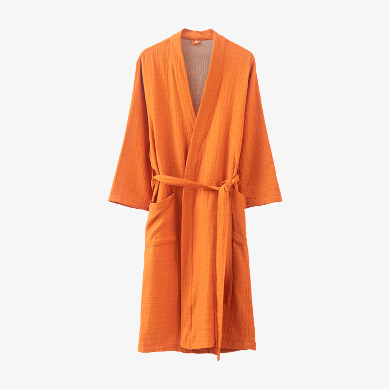 Cotton Gauze Bathrobe | Luxurious Softness | Solid Color