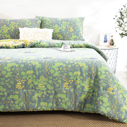 Cotton Gauze Bedding Set | Organic Cotton with Jacquard Weave | Includes Quilt & 2 Pillowcases