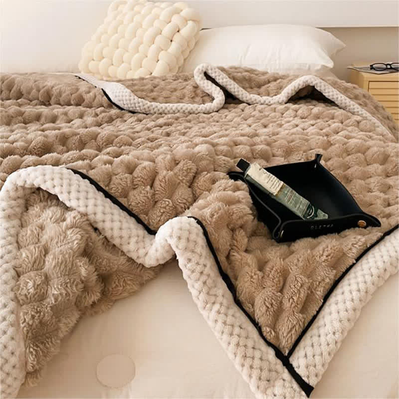 Thick Coral Fleece Throw Blanket | Reversible Polyester | Full/Queen Size