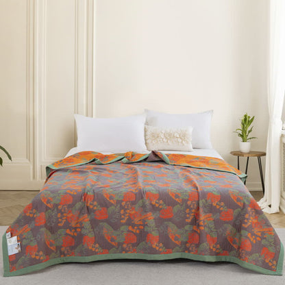 Three Layers Cotton Gauze Quilt | Organic Cotton | Rustic Leaf Design