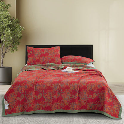 Retro Jacquard Quilt | 100% Organic Cotton | Reversible with Pillowcases