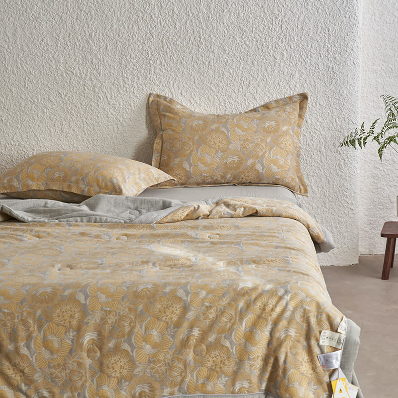 Floral Cotton Gauze Bedding Set | 100% Organic Cotton | Available in Full, Queen, King