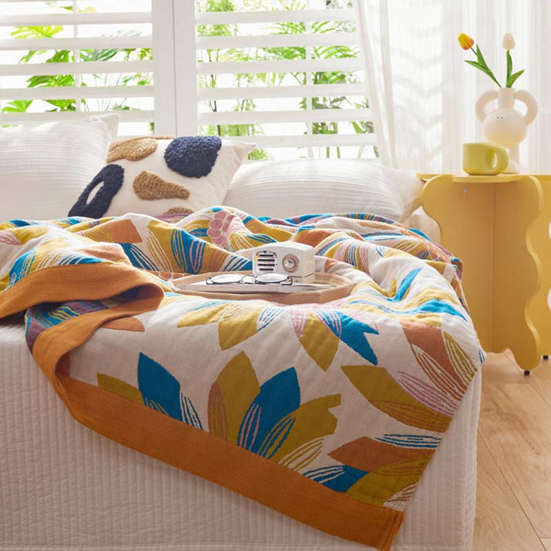 Cotton Quilt | Reversible Yellow Flower Print | Full/Queen Size