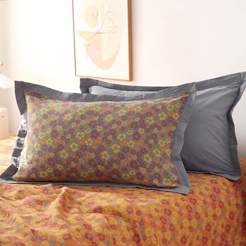 Floral Jacquard Cotton Quilt | Reversible Design | Full/Queen/King Sizes