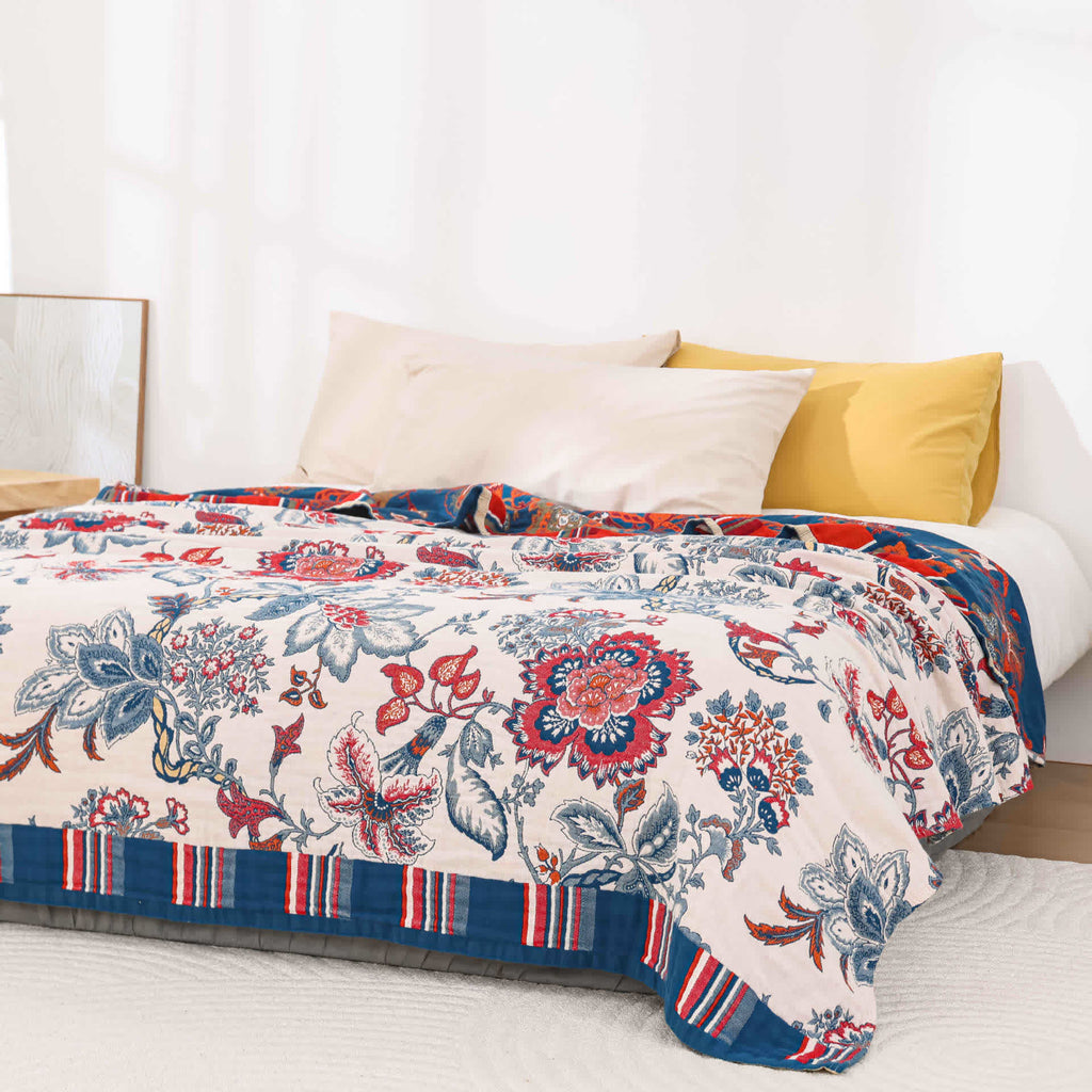 Summer Quilt | Cotton Eco-Friendly Floral Design | Queen Size