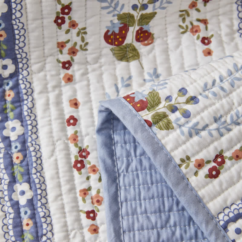 Pure Cotton Floral Quilted Bedding Set | Eco-Friendly 100% Cotton | Queen or King Size