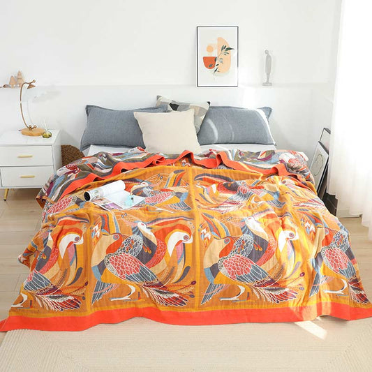 Toucan Bird Reversible Quilt | 100% Organic Cotton | Queen Size