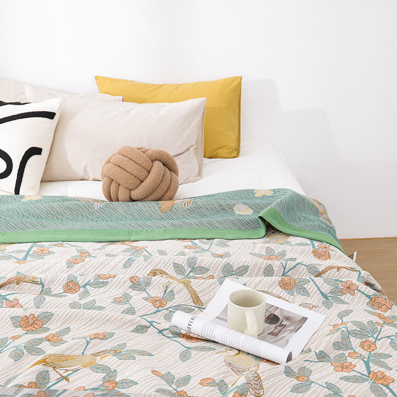 Cotton Gauze Quilt | Jacquard Floral Design | King Size