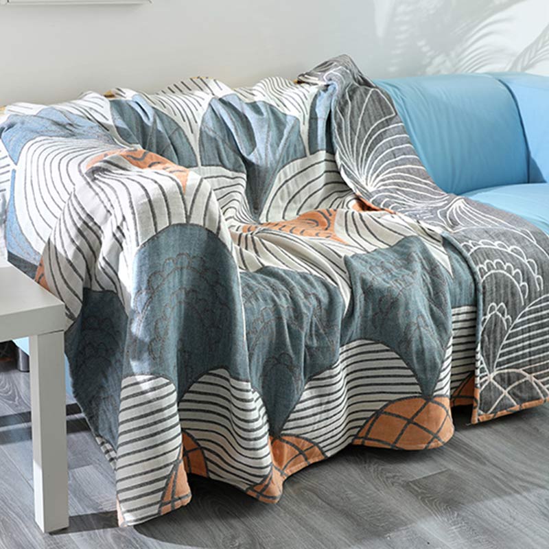 Reversible Cotton Blanket | Shell Print | 59" x 79"