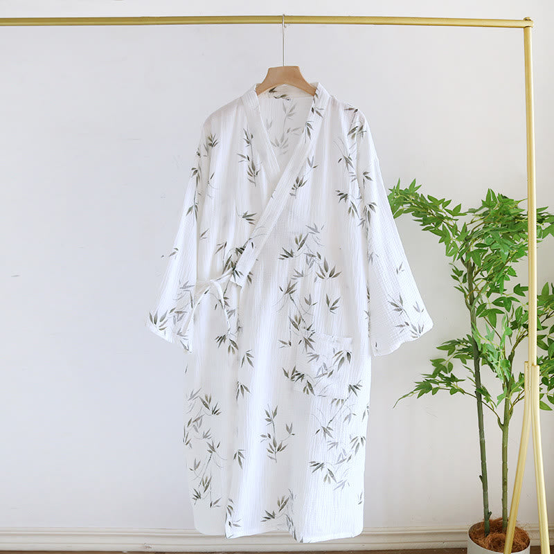 Cotton Bathrobe | Bamboo Print | Lightweight Comfort