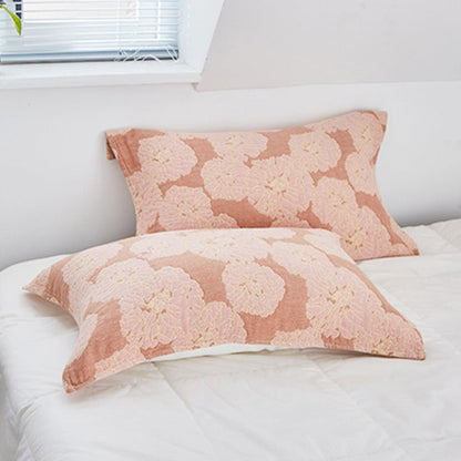 Decorative Cotton Pillow Towels | Flower Print | Set of 2