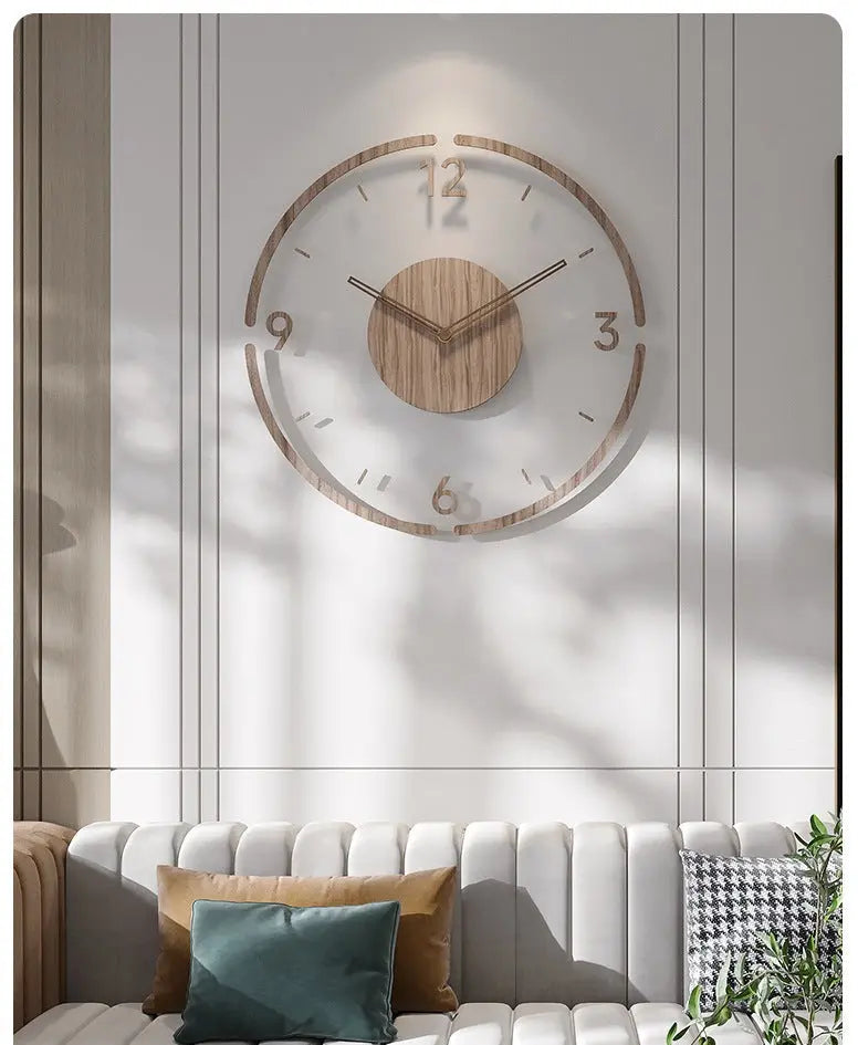 Silent Wall Clock | Real Wood | 35 cm Natural Tone
