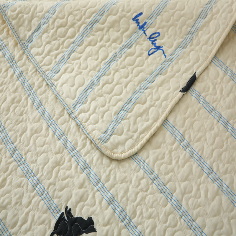 Pure Cotton Reversible Quilt | Black Cat Print | Available in Full, Queen, King Sizes