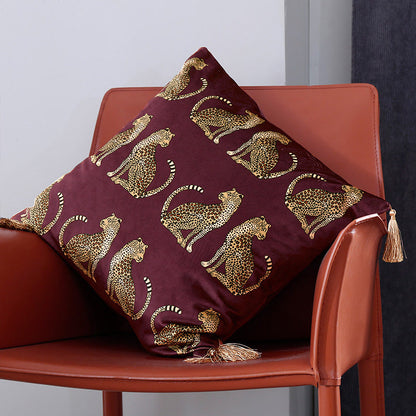 Leopard Print Suede Pillowcase | Tassel Design | 2 Sizes