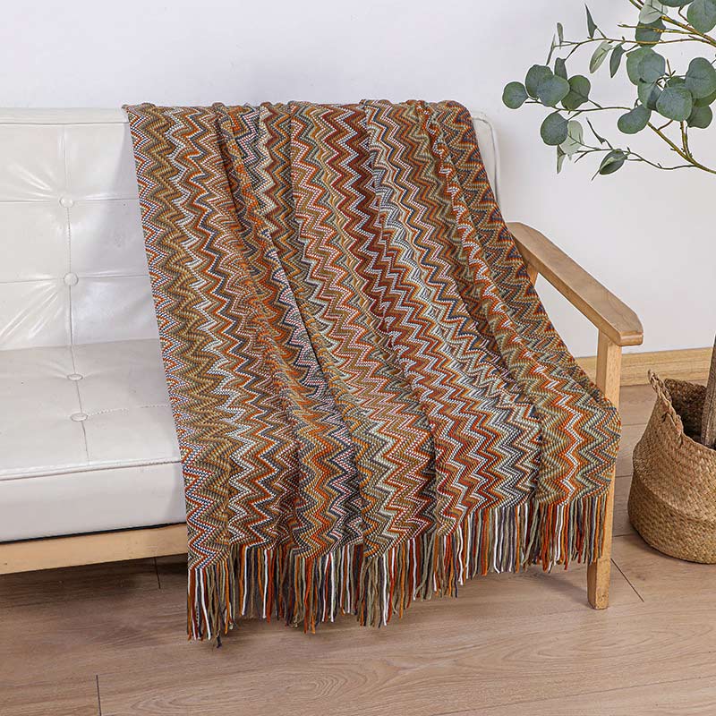 Striped Tassel Blanket | Soft Acrylic Fiber | Multiple Sizes