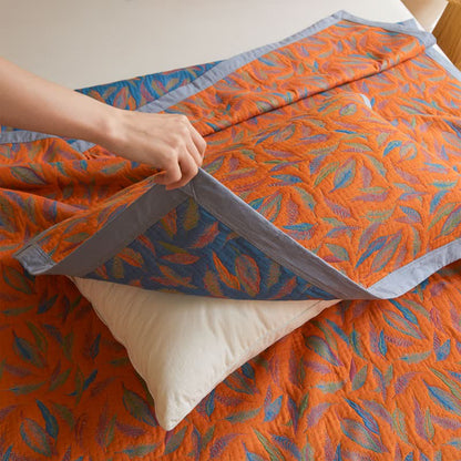Cotton Gauze Quilt | Reversible Feather Design | Full/Queen Size